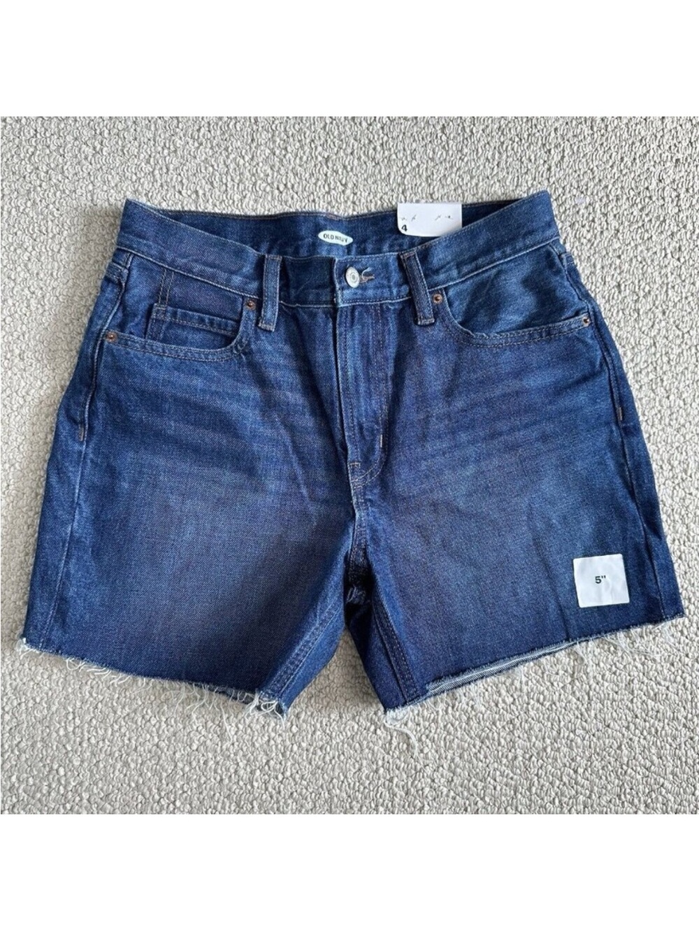 Old Navy Dad Shorts Cut Off Raw Hem 5" Denim Shorts Size 4 Cotton
